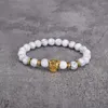 Strand GEITERI White Turquoise Leopard Beads Bracelets For Women Men Alloy Natural Stone Animal Bangles Fashion Jewelry Party Gift 2023
