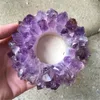 Decorative Figurines 1pcs Healing Crystals Crafts Natural Amethyst Cluster Candle Holder For Decoration