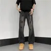 Jeans para hombres 2023 Retro Distressed Agujero rasgado para hombre Cintura alta Baggy Pierna ancha Pantalones de mezclilla Streetwear INS Pantalones casuales literarios