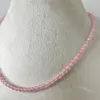 Kedjor 4mm söt fasetterad rosa kvarts svart agatpärla pendel halsband för kvinnor kedja taiwan green jade röd rubin bröllop smycken choker