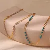 Bracelets à maillons plaqués cuivre, or 18 carats, Style Beach Resort, accessoires Turquoise Vintage, Bracelet à Texture métallique de qualité supérieure pour femmes