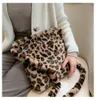 Totes Leopard Print Shoulder Women Bag Winter 2020 Soft Faux Fur Ladies Hand Bags Casual Fluffy Crossbody Messenger Bag Bolsa Feminina 240407