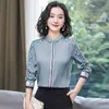 Luxury Fashion Silk Satin Graphic Shirt Women Designer Autumn Winter Lapel Classic Button Front Shirts 2023 Office Ladies Long Sleeve Runway Blouses Formal Tops