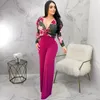 Ethnic Clothing Dashiki African Elegant Fashion Women Pleated Jumpsuits Long Sleeve Wide Leg Pants Rompers Party Office Outfits 2023 Autumn