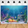 Background Material Underwater World Backdrop Seabed Shark Ocean Undersea Fish Coral Baby Birthday Aquarium Photography Background Decor Photozone YQ231003