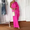 Abiti da festa OIMG Rosa da sera con volant monospalla Arabia Saudita Prom 2023 per abiti da donna eleganti