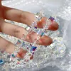 Strand Exquisite 8mm Sugar Shaped Transparent Färgglad kristallarmband för kvinnlig bunge sladd justerbar jubileumsmycken gåva
