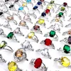 Wedding Rings 20 30 50 100pcs For Women Silver Plated Multicolor Crystal Zircon Stone Fashion Jewelry Party Gift Wholesale Lot 230928