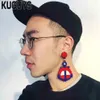 KUGUYS Red Lip Boat Drop Earrings for Womans Mans HipHop Rock Dangle Earring Pendientes Brincos Fashion Acrylic Jewelry Custom201r