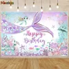 Bakgrundsmaterial MocSicka Mermaid Princess Birthday Backdrop Girl 1st Birthday Party Decor under havet Baby Shower Bakgrund Photostudio Props YQ231003