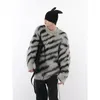 Männer Pullover Mode Nische Unregelmäßige Kontrastfarbe Zebra Muster Oansatz Pullover Lose Beiläufige High Street Oberbekleidung Strickwaren