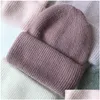 Beanie/Skull Caps Berretti Beanie/Skl 2023 High-End Autunno E Inverno Cappello Femminile Pelliccia D'angora Lavorata A Maglia Calda Lana Versione Coreana Selvaggio Pur Dh5Vw