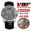 V9F Master Ultra Thin Perpetual Calendar A868 자동 남성 시계 Q1302520 강철 케이스 회색 다이얼 달달 위상 가죽 스트랩 시계 265x