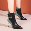 Women Boots Winter Winter New Large Slim High Heel أحذية رقيقة مدببة بأحذية قصيرة مشبك حزام مشبك نسائي 230830