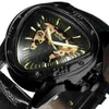 WINNER – montre mécanique automatique pour hommes, marque officielle de luxe, squelette Triangle, or noir, 210329275P