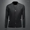 Herrjackor Minglu Autumn Winter Luxury v Collar Long Sleeve Single Breasted Business Casual Man Coats Plus Size 5xl