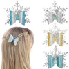 Haaraccessoires 1Pc Kerst Glitter Strikken Sneeuwvlok Clips Voor Baby Meisjes Haarspelden Haarspeldjes Cool Haarspelden