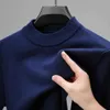 Suéteres femininos meia gola alta malhas suéter novo outono/inverno mock neck moletons pulôveres de cor sólida homem marca casual roupas masculinasL231004