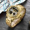 Relogio Masculino montre en or hommes marque de luxe doré militaire montre mâle étanche en acier inoxydable montre-bracelet numérique 210407227w