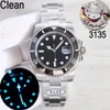 7 typer Clean Luxury Mens Watches V11 116610L Silver Case Black Ceramic Bezel Sub Eta31353235 Mekanisk klocka 904L Rostfri Ste2389