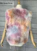 Women's Fur Faux Fur Women's Winter Fur Coat 2023 New Tie-dyed Furry Faux Hair of Environmental Protection Chic and Elegant Luxury Designer Fur Vest T231003