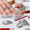 Anneaux Huitan Magnifique Engagement Féminin À La Mode Ensemble Avec Des Bandes De Style Moderne En Cristal Brillant Délicat Bijoux Intemporels Drop Livraison Dhbjw