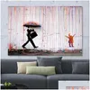 Peintures Couleur Pluie Banksy Mur Décor Art Toile Peinture Calligraphie Affiche Imprimer Image Décorative Salon Décor À La Maison1 Drop Dhi7H