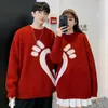 Herrenpullover Paar Weihnachtspullover Männer und Frauen Rundhalsausschnitt verdicken Herbst Winterjahr Pullover rot Liebe gestrickt