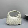 Vagando mattiras cetim mini hobo saco 3d bolha fio couro alça de ombro metal carta zíper baguette saco moda sacos