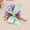 Keychains Bowknot Fur Pom Keychain Ball Key Chians Keyring Porte Clef LLavers Chain For Bag Charm Acessory EH434