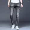 Jeans masculin printemps automne en denim poli lavé mâle extensible gris coréen moréen luxe slim work porter des vêtements masculins hip-hop pa297y