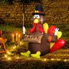 Thanksgiving Inflatable Turkey Outdoor Decorations, 5FT Blow Up LED Lighted Turkey with Pilgrim Hat