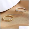 Rings Korean Fashion Simple Sier Color Cross Opening For Women Trendy Adjustable Jewelry Party Accessories Drop Delivery Ring Dh3Ov