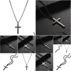 Collares colgantes Collar cruzado Joyería de mujer Regalo Cadena cristiana Titanio Acero inoxidable para hombre masculino o femenino 2021 Metal Moda DH5TQ