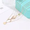 Neck Pendants Women Multilayer Retro Necklace Boho Style Four-layer Tassel Moon Disc Metal Pendant Necklaces257l