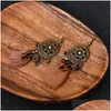 Dangle Lustre Vintage Plume Boucles D'oreilles Déclaration Ronde Fleur Creuse Perles De Bois Bohème Ethnique Gland Boucles D'oreilles Dangle Drop Livrer Dhotb