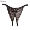 2021 Kobiety Lopard Thongs Seksowne koronkowe krótkie krótkie majtki Panie Wygodne otwarte krocze majtki oddychające bieliznę T-Back P1103174