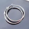 whole 18k White Gold Earrings 30MM unique LARGE HOOP EARRINGS pure low-d 295O