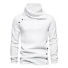 Herensweaters Heren witte gebreide coltrui met lange mouwen, slim fit ontwerper sjaalkraag pullover streetwear casual XXL