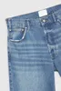 Calças de jeans de jeans da AMR da AMR feminina com pernas divididas e calças retas azuis