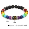 Strand Reiki 7 Chakra Healing Beads Bracelet Natural Stone Buddha Balance Bracelets 8mm Lava Volcanic Beaded Charm Men Women