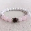 Charm Bracelets Howlite Bracelet For Girlfriend Jewelry 8mm Mala Beads Beaded Wrist Rose Q-uartz Healing Her