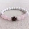 Charme Pulseiras Howlite Pulseira Para Namorada Jóias 8mm Mala Beads Frisado Pulso Rosa Q-Uartz Curando Ela