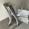Inverno prata designer plissado mulheres coxa joelho salto alto botas punk apontou toe sexy longo zapatos mujer 230922