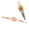 Hair Clips Barrettes Fashionable Gold Alloy Slide With Colorf Natural Gemstone Beads For Womens Drop Delivery Jewelry Hairjewelry Dhkdf