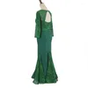 Сценическая одежда, профессиональное стандартное платье для бальных танцев, сине-зеленое кружевное платье для вальса, танцевальная одежда с длинными рукавами, костюм для выступлений DL6708