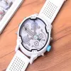 Men Big Large Dial Watch Fashion Individual Clock Silicone Belt 7419 White Quartz Watch Sports Business Hour Male Dz 220208222A