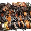 Whole 50pcs pack Cuff assorted retro Handmade men's top Genuine Leather tribal surfer bracelets mix styles Brand new drop258F