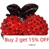 Hair Clips Trendy Korea Crystal Crabs For Cute Sweet Red Cherry Small Claw Bang Hairpin Headwear Gifts Women