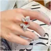 Ringen Uilz Waterdruppel Vlindervorm Mode Kristal Zirkoon Ring Voor Vrouwen Gift Luxe Kwaliteit Sieraden Verstelbaar Open Levering Dhi7U